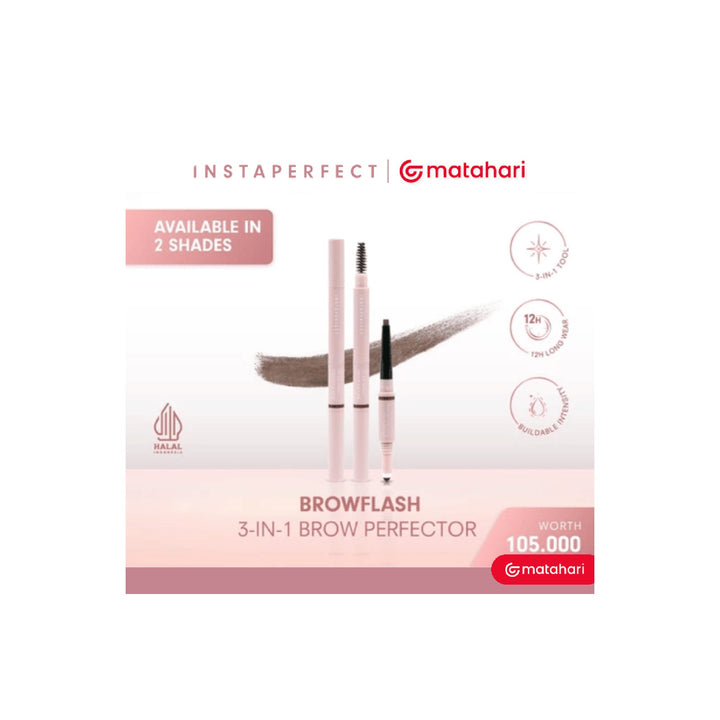 Wardah Instaperfect Browflash 3-in-1 Brow Perfector 01 True Brown 0.6 g