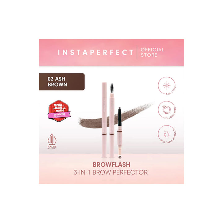 Wardah Instaperfect Browflash 3-in-1 Brow Perfector 02 Ash Brown 0.6 g