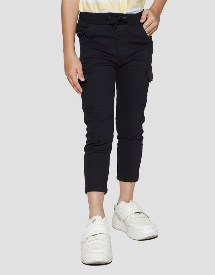 Little M Long Pants Woven Reguler Rib Stretch