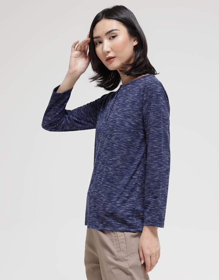 Connexion Long Sleeve T-Shirt Henley Rayon Strtch Slub