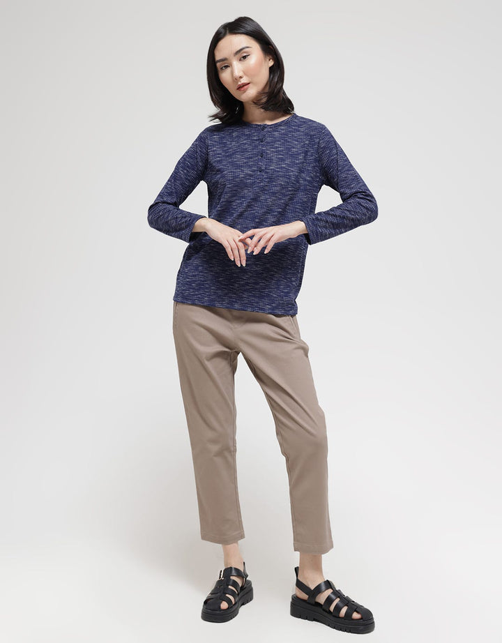 Connexion Long Sleeve T-Shirt Henley Rayon Strtch Slub