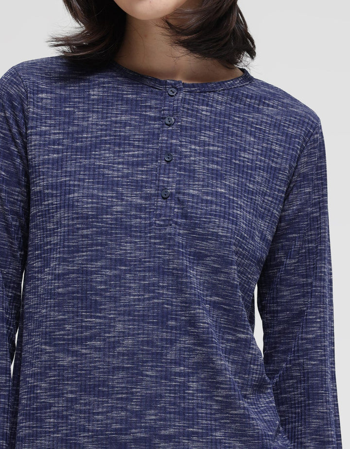 Connexion Long Sleeve T-Shirt Henley Rayon Strtch Slub