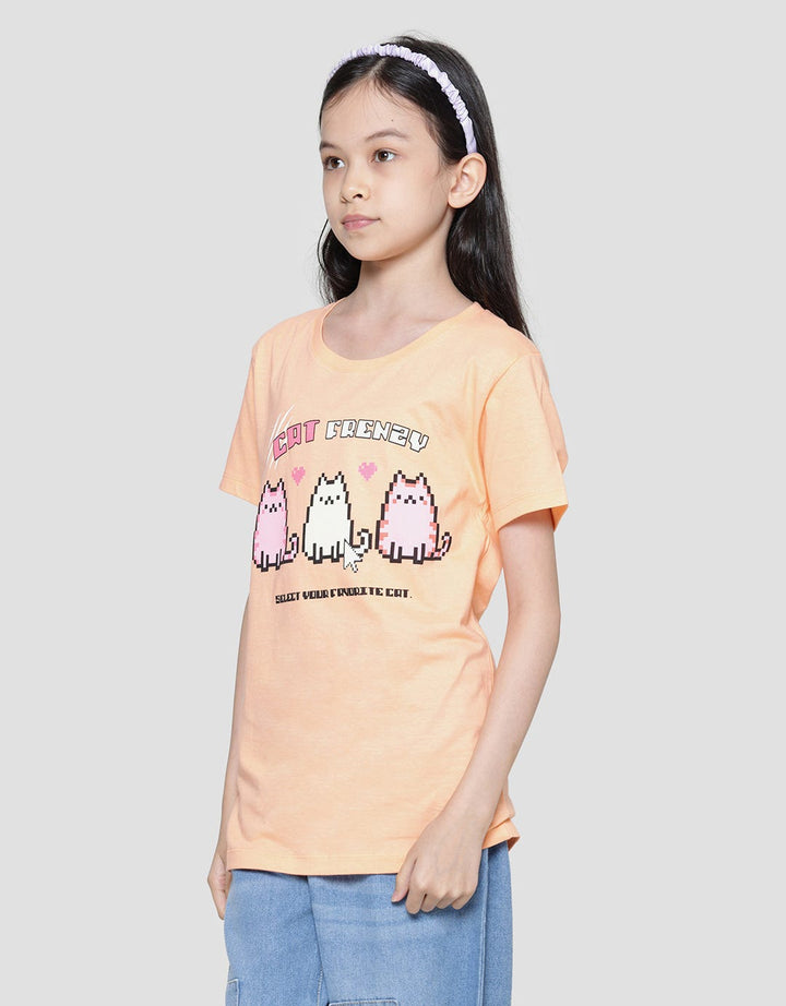 Nevada Print Three Cats Kaos Lengan Pendek Anak Perempuan