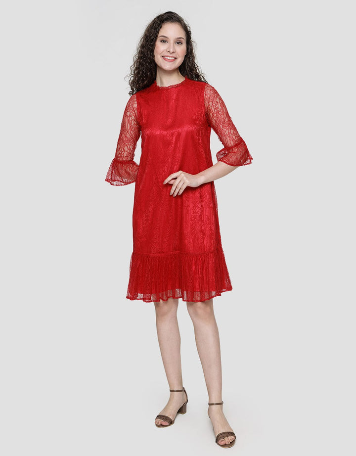 Connexion Ruffle Lace Maxi Dress Wanita