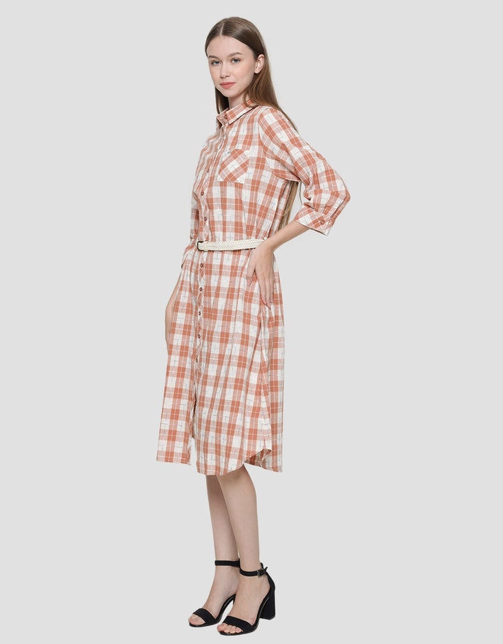 Triset Ladies Motif Kotak-Kotak Dress Wanita