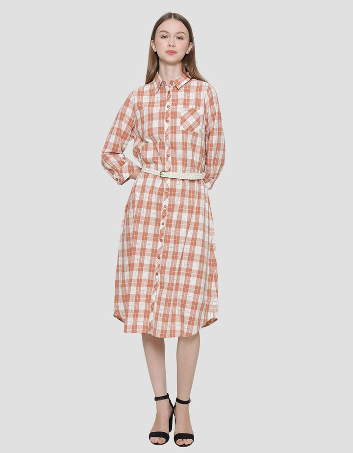 Triset Ladies Motif Kotak-Kotak Dress Wanita