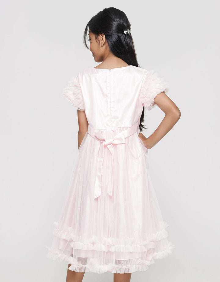 Sweet Miss Mote Tangan Kerut Dress Anak Perempuan