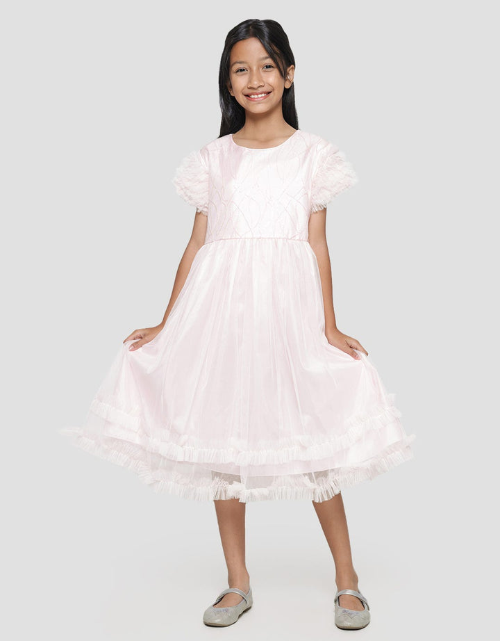 Sweet Miss Mote Tangan Kerut Dress Anak Perempuan