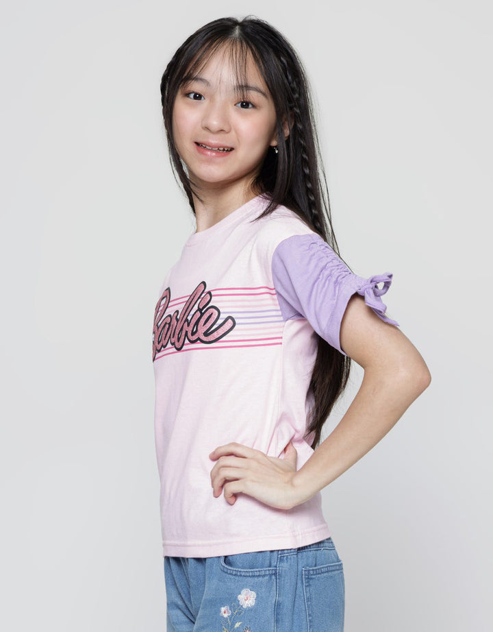 Barbie Drawstring Sleeve Kaos Anak Perempuan