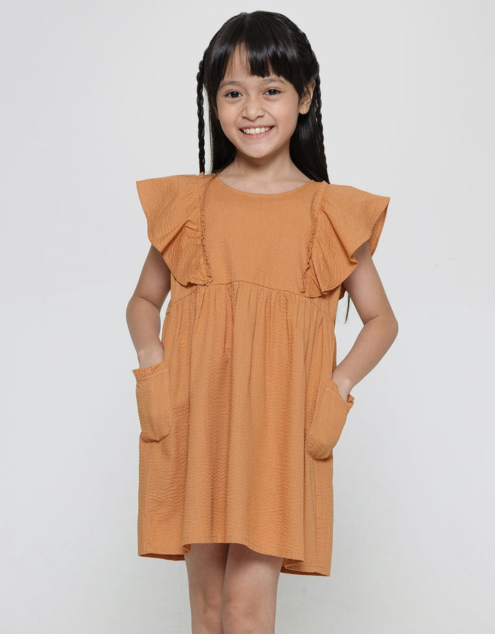 Little M Ripple Sleeve Midi Dress Anak Perempuan
