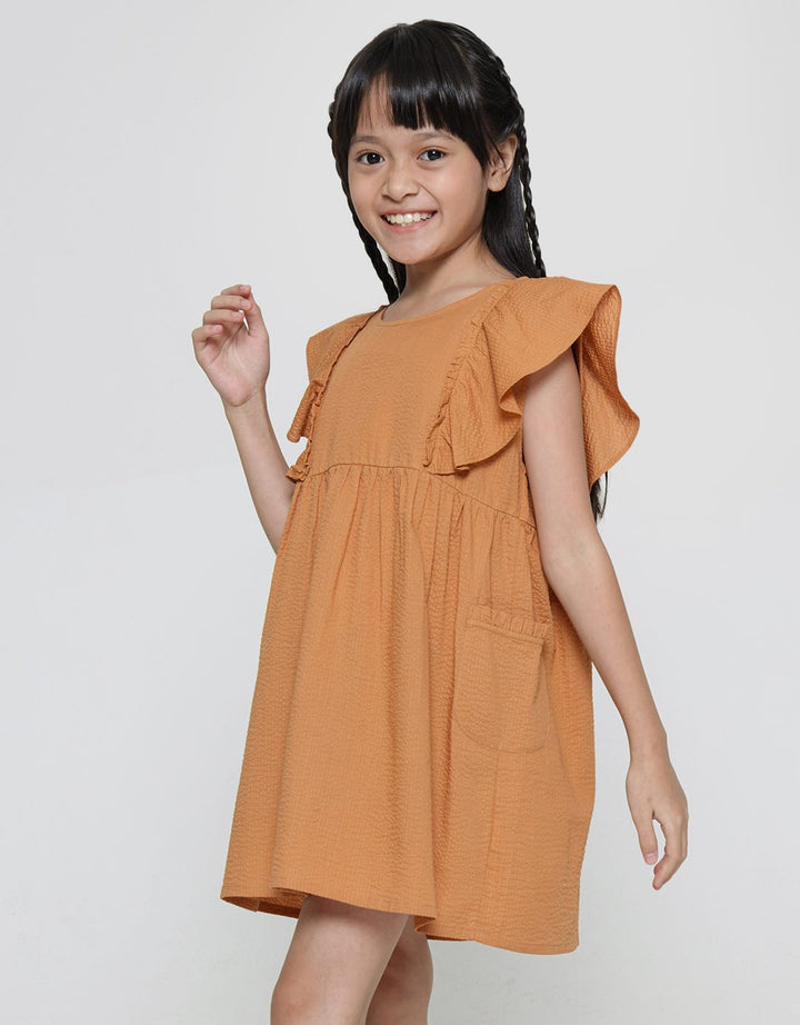 Little M Ripple Sleeve Midi Dress Anak Perempuan