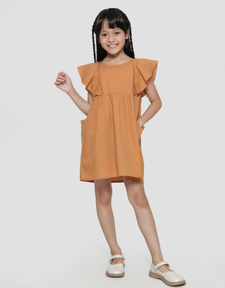 Little M Ripple Sleeve Midi Dress Anak Perempuan