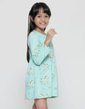 Little M Unicorn Skate Midi Dress Daily Anak Perempuan Fullprint