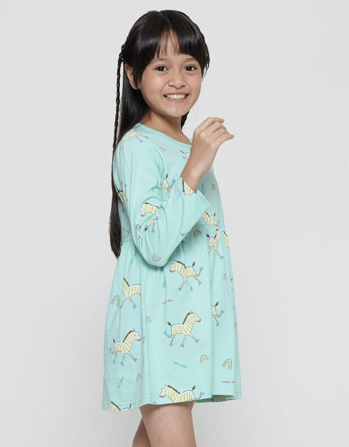 Little M Unicorn Skate Midi Dress Daily Anak Perempuan Fullprint