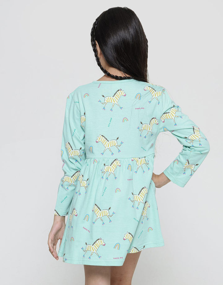 Little M Unicorn Skate Midi Dress Daily Anak Perempuan Fullprint