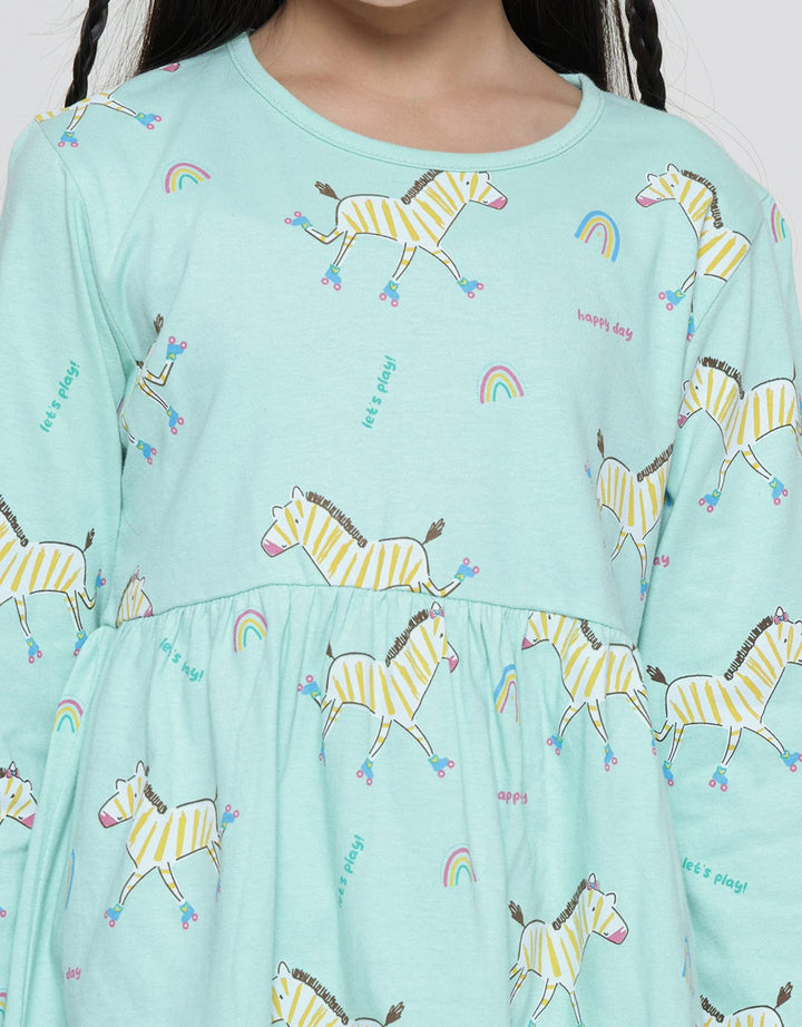 Little M Unicorn Skate Midi Dress Daily Anak Perempuan Fullprint