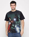 Marvel Short Sleeve T-Shirt Iron Man In Action In City Light Discharge