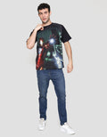 Marvel Short Sleeve T-Shirt Iron Man In Action In City Light Discharge