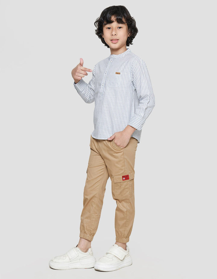 Little M Stripes Linen Baju Koko Anak Laki-laki