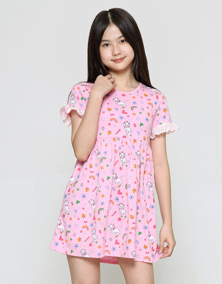 Disney Marie Lengan Renda Midi Dress Anak Perempuan