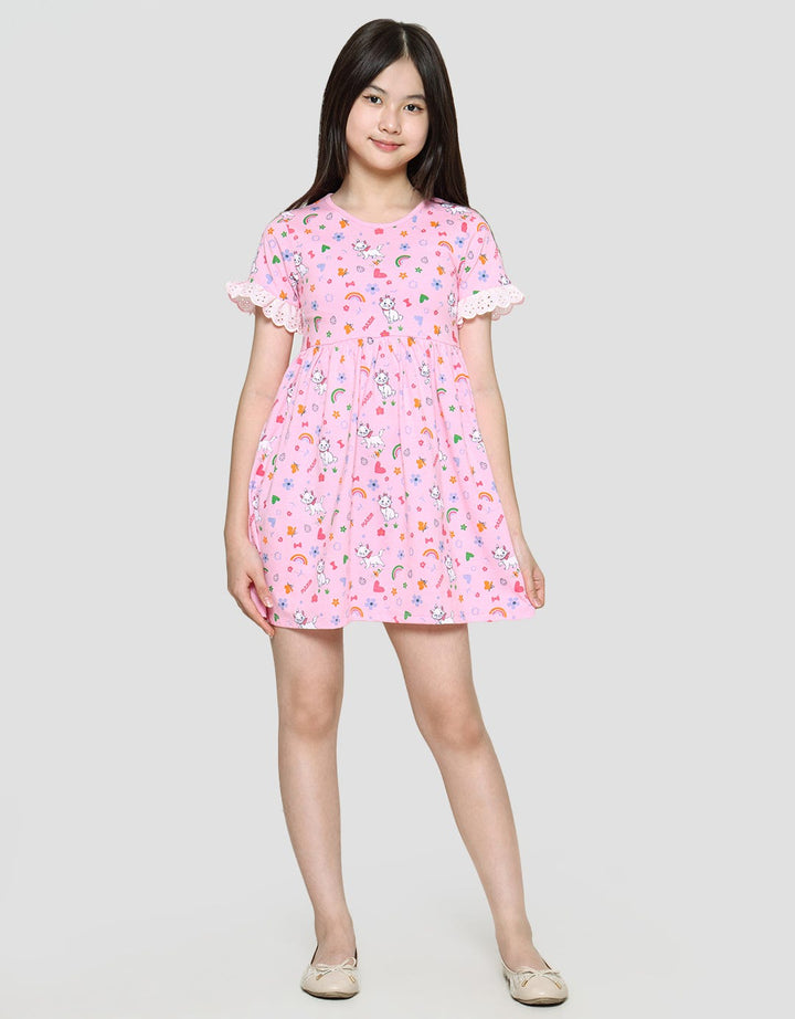 Disney Marie Lengan Renda Midi Dress Anak Perempuan
