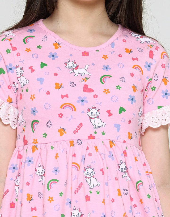 Disney Marie Lengan Renda Midi Dress Anak Perempuan