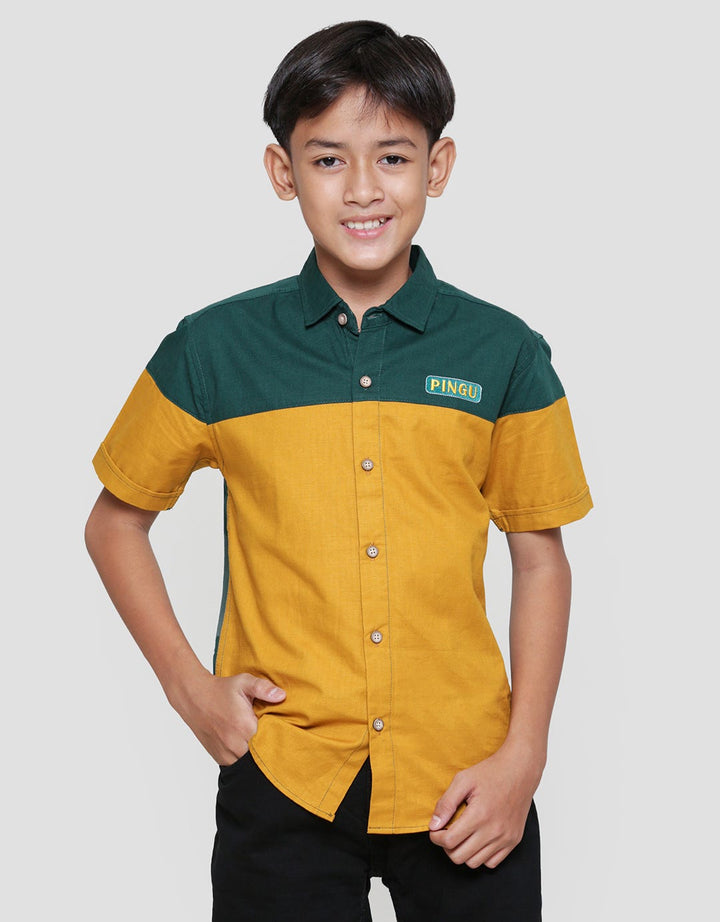 Pingu Color Block Boys Short Sleeve Shirt