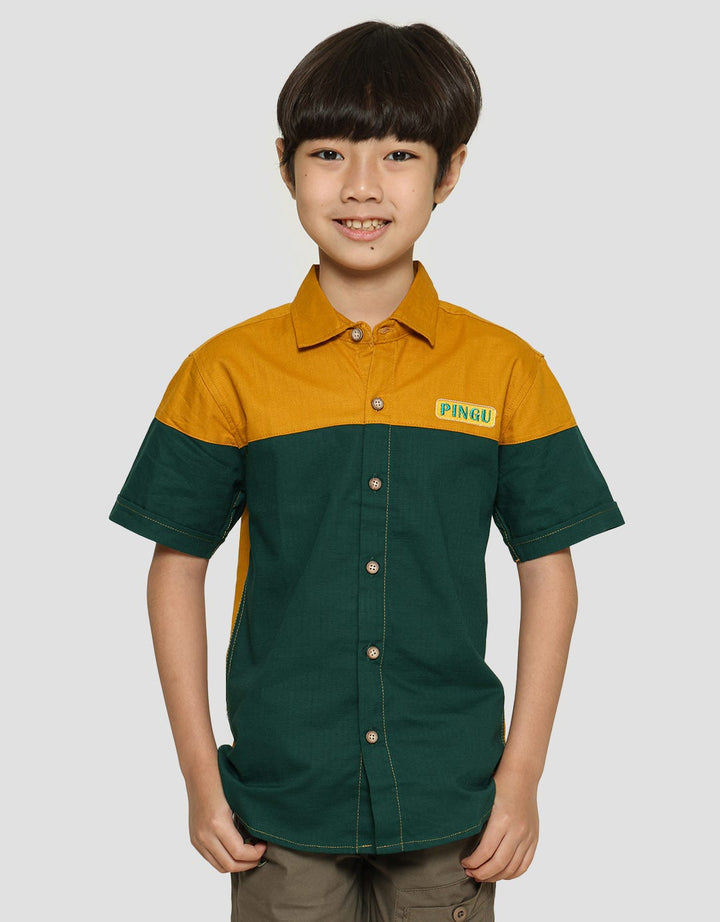 Pingu Color Block Boys Short Sleeve Shirt