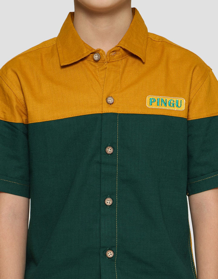 Pingu Color Block Boys Short Sleeve Shirt