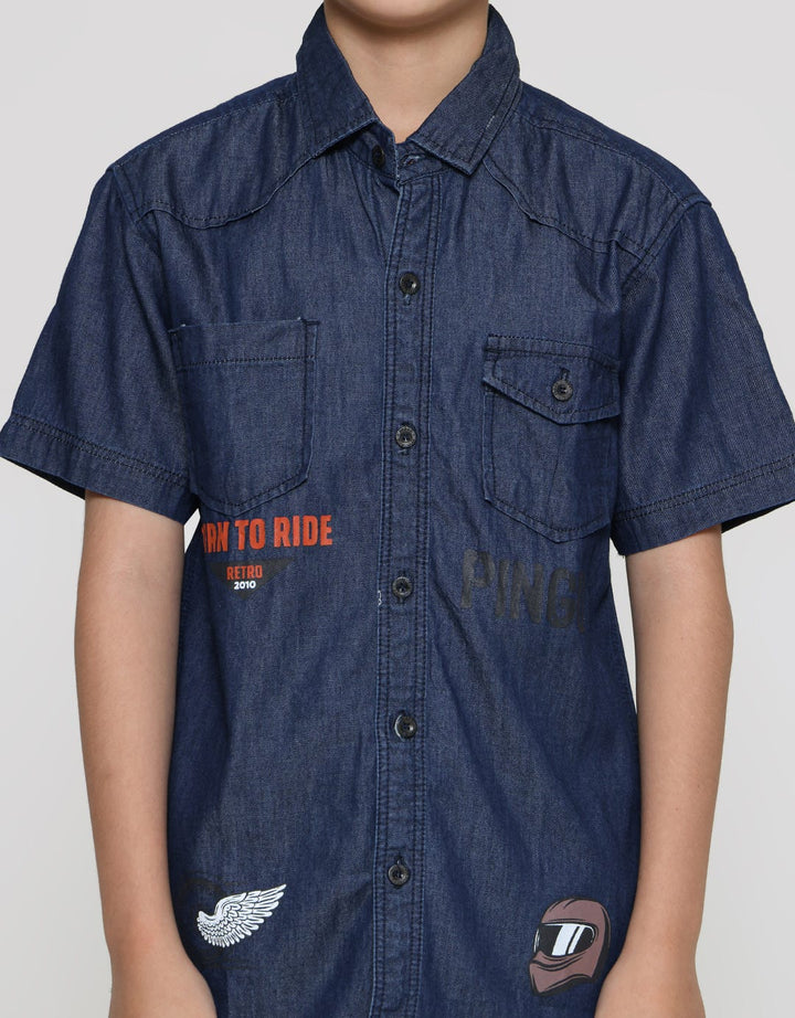 Pingu Wings Print Boys Short Shirt