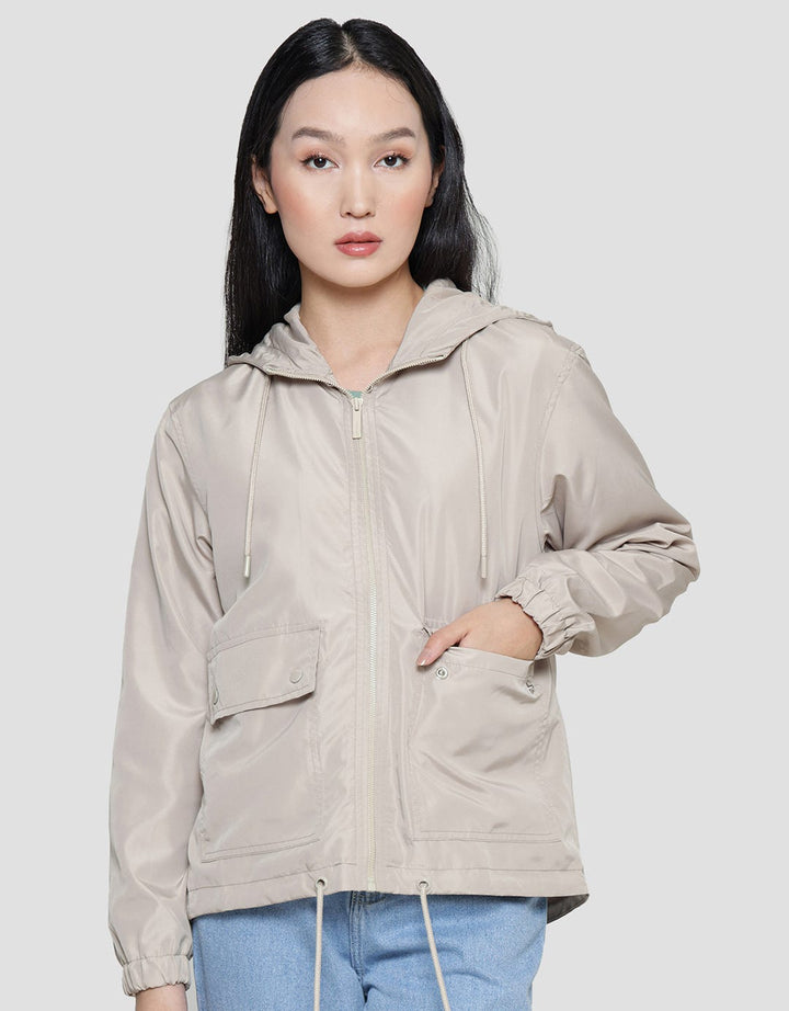 Nevada Jaket Wanita Solid Hoodie Zipper And Pocket