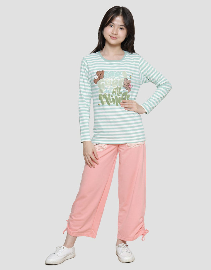 Nevada Full Print Stripe Bear Angel Long Sleeve T-Shirt