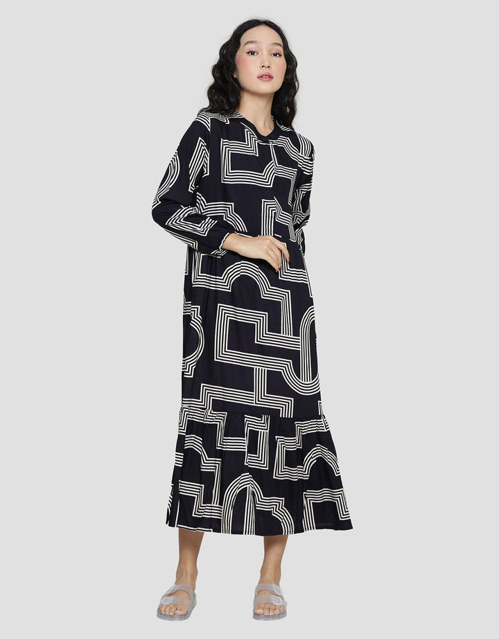 St. Yves Maroon Line Women's Long Sleeve Maxi Dress