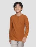 Nevada Solid Textured Hlto9 Kaos Henley Lengan Panjang Anak Laki-Laki