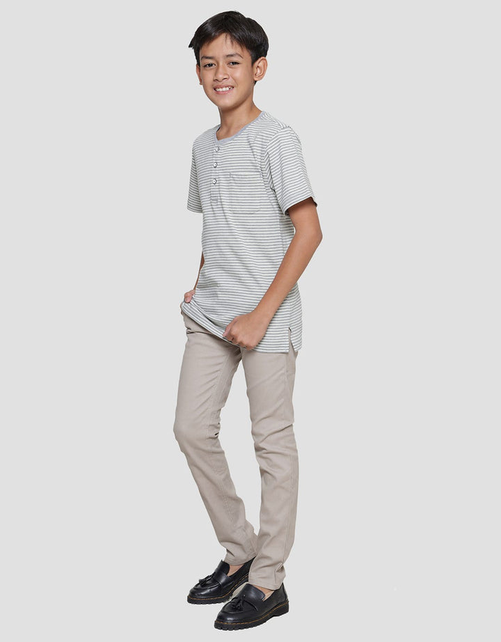 Nevada Henley Stripes Kaos Anak Laki-laki