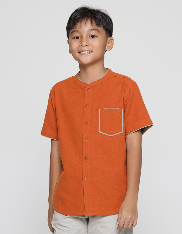 Nevada Kemeja Koko Lengan Pendek Linen Crepe Anak Laki-laki