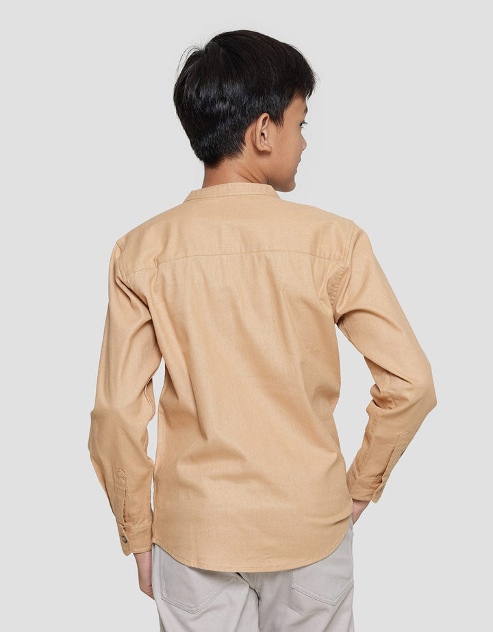 Nevada Casual Linen Rami Solid Kemeja Koko Anak Laki-Laki