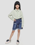 Little M Big Pocket Paperbag Waist Denim Shorts for Girls