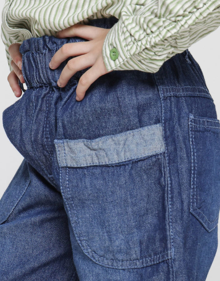 Little M Big Pocket Paperbag Waist Denim Shorts for Girls