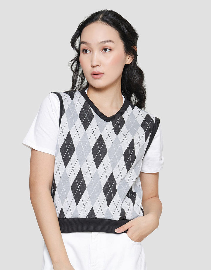 Nevada Argyle Pattern Vest Wanita