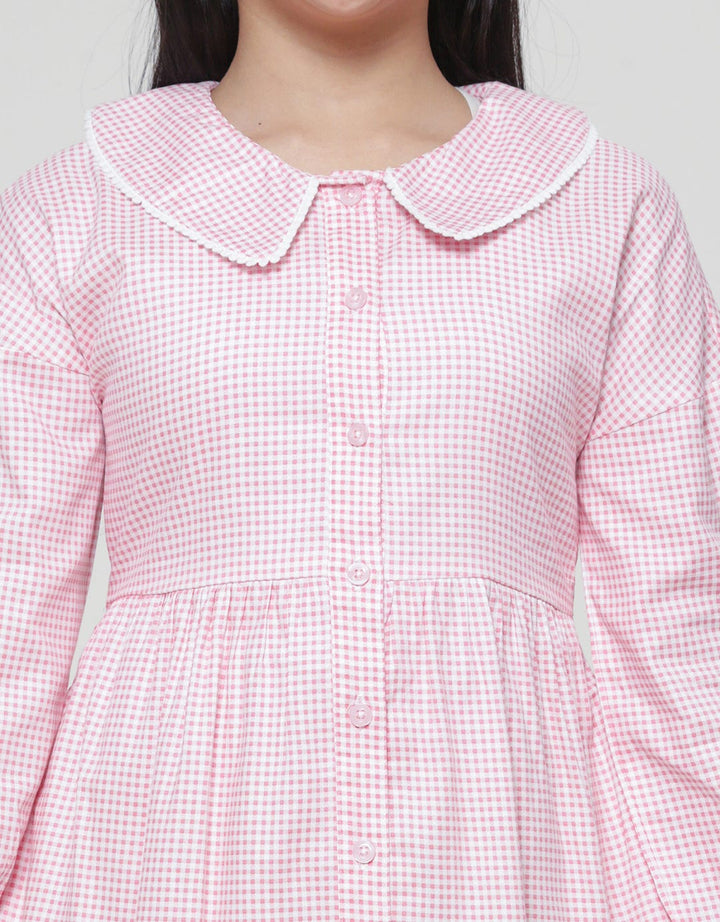 Sweet Miss Checks Mini Midi Dress Anak Perempuan