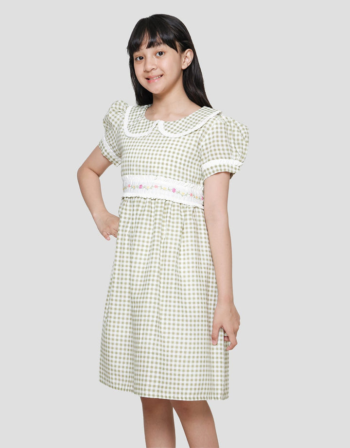 Sweet Miss Square Embro Midi Dress Anak Perempuan