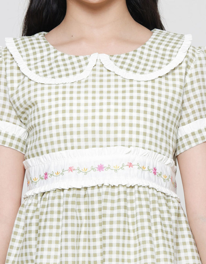 Sweet Miss Square Embro Midi Dress Anak Perempuan