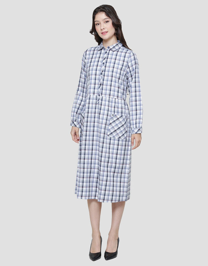Triset Plaid Motif Casual Dress Women