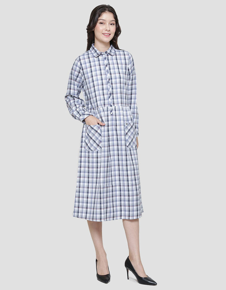 Triset Plaid Motif Casual Dress Women