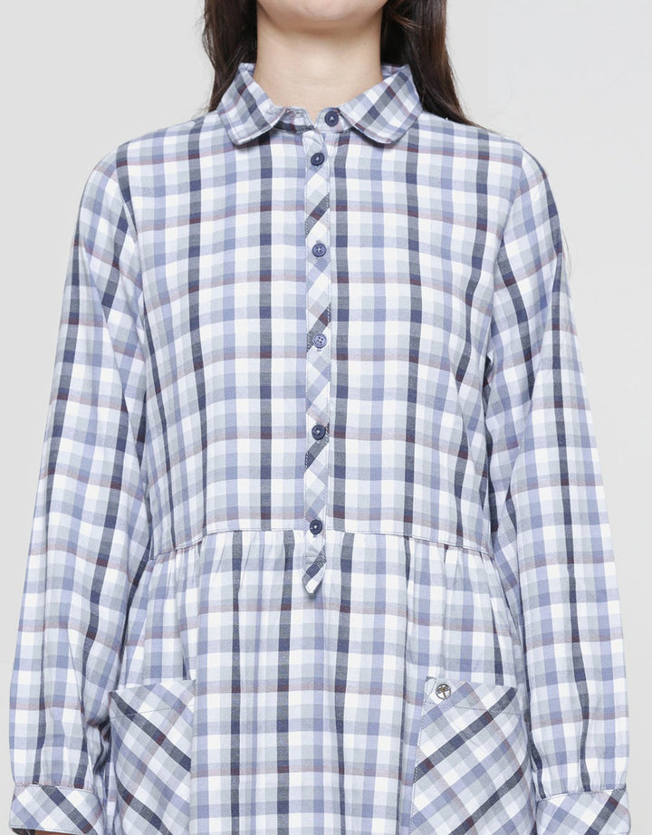 Triset Plaid Motif Casual Dress Women