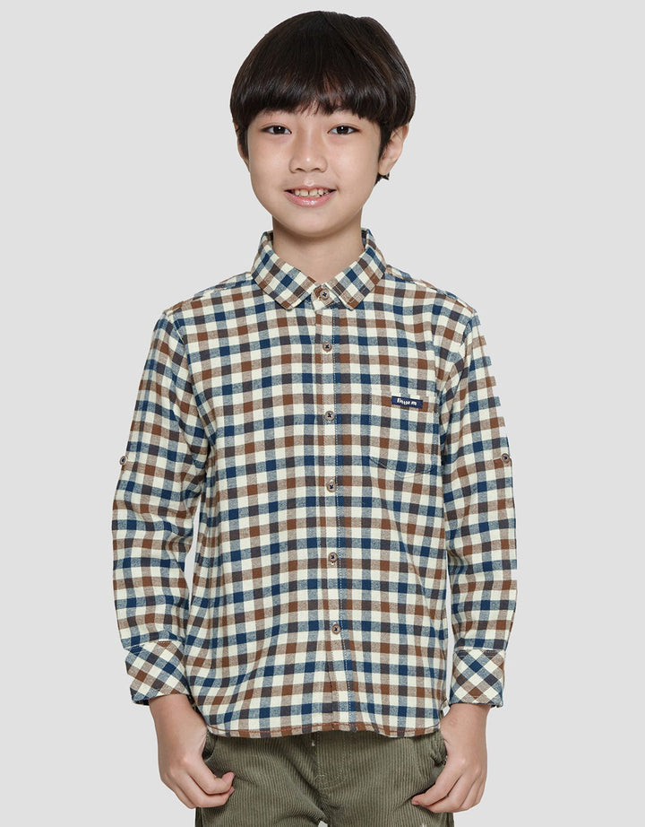 Little M Checked Flanel Kemeja Lengan Panjang Anak Laki-laki