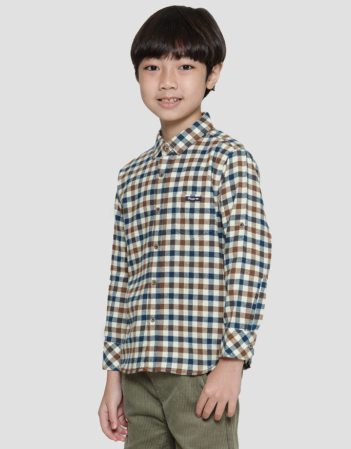 Little M Checked Flanel Kemeja Lengan Panjang Anak Laki-laki