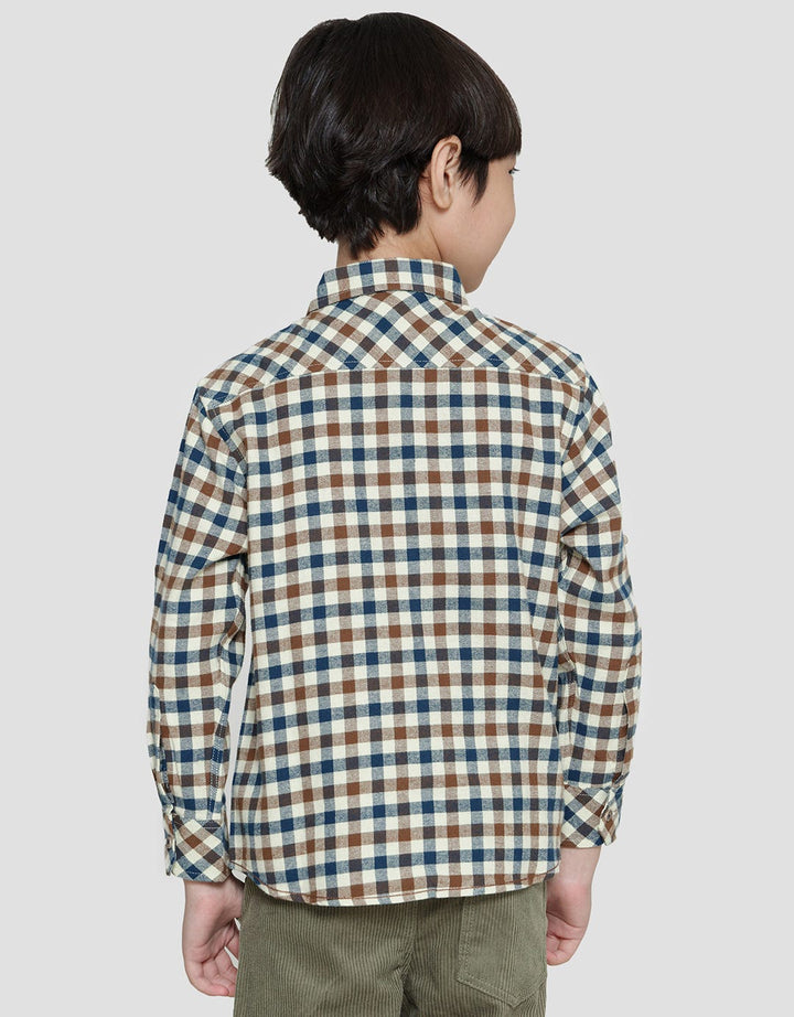 Little M Checked Flanel Kemeja Lengan Panjang Anak Laki-laki