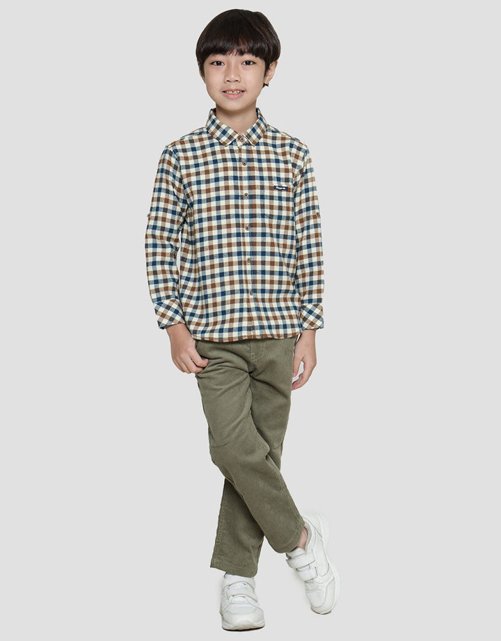 Little M Checked Flanel Kemeja Lengan Panjang Anak Laki-laki